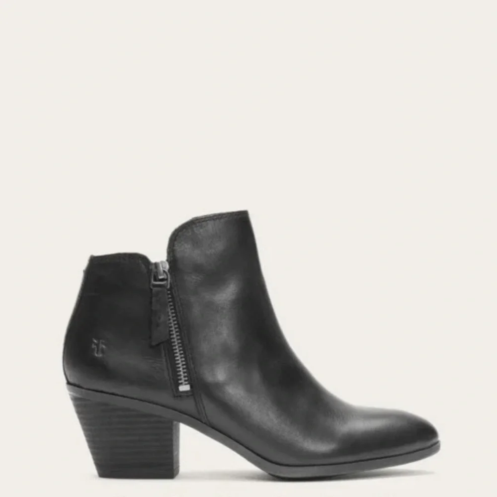 New Frye Judith Zip Bootie Shoes Black Leather Sz 10